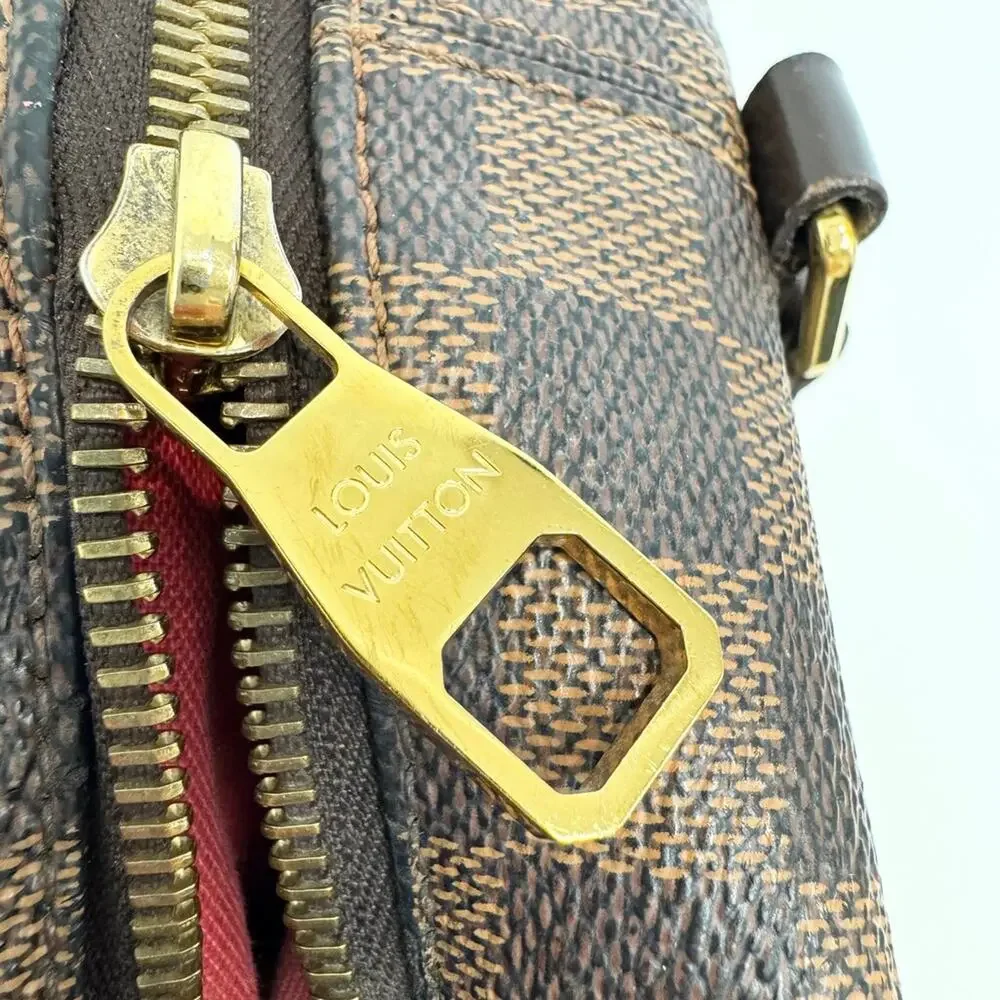 Louis Vuitton Damier Ebene Totally MM Tote Shoulder Bag Gold Zip Side Pockets LV